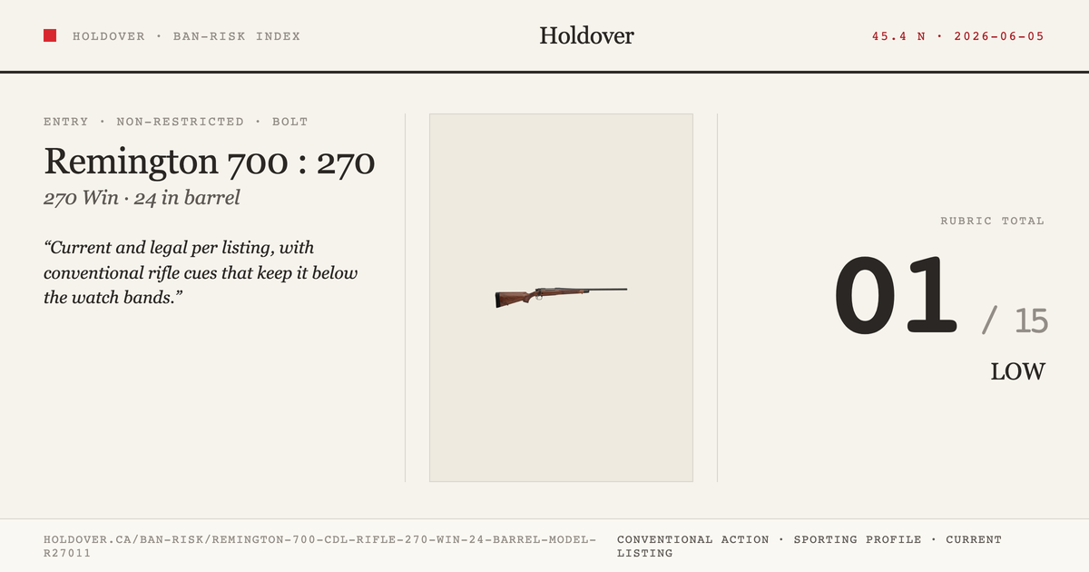 Remington 700 Cdl Rifle: 270 WIN, 24" Barrel, Model R27011 reference image for Holdover Ban-Risk verdict