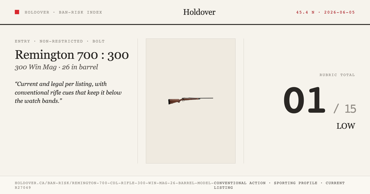 Remington 700 Cdl Rifle: 300 WIN MAG, 26" Barrel, Model R27049 reference image for Holdover Ban-Risk verdict