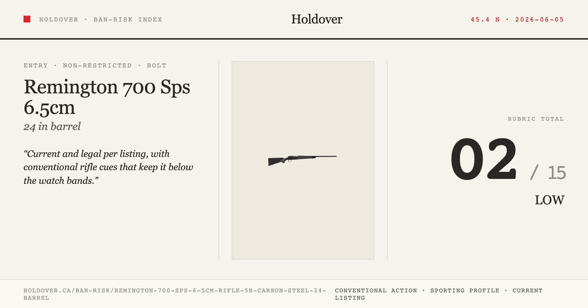 Remington 700 Sps 6.5cm Rifle - 5r Carbon Steel 24" Barrel reference image for Holdover Ban-Risk verdict