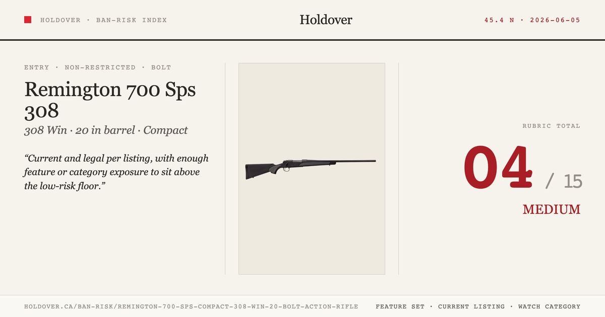 Remington 700 Sps Compact 308 WIN 20″ Bolt Action Rifle reference image for Holdover Ban-Risk verdict