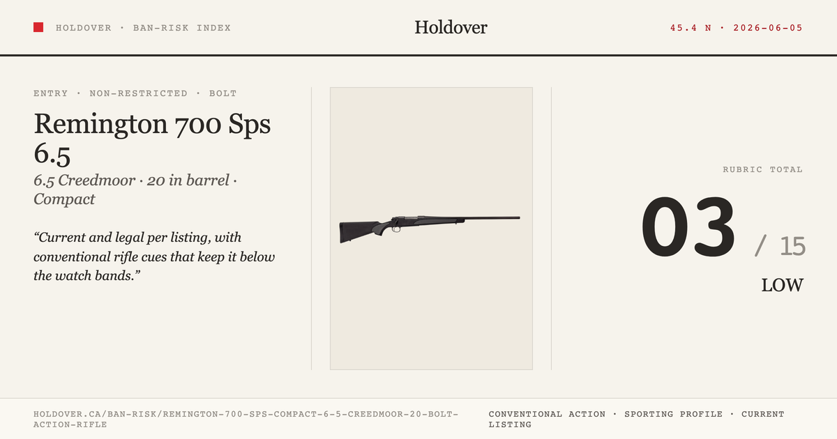 Remington 700 Sps Compact 6.5 Creedmoor 20” Bolt Action Rifle reference image for Holdover Ban-Risk verdict