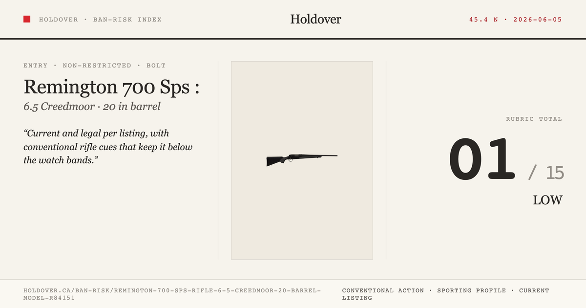 Remington 700 Sps Rifle: 6.5 Creedmoor, 20" Barrel, Model R84151 reference image for Holdover Ban-Risk verdict