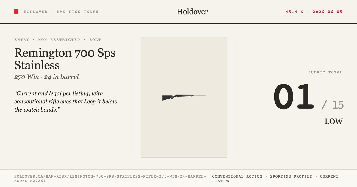 Remington 700 Sps Stainless Rifle: 270 WIN, 24" Barrel, Model R27267 reference image for Holdover Ban-Risk verdict