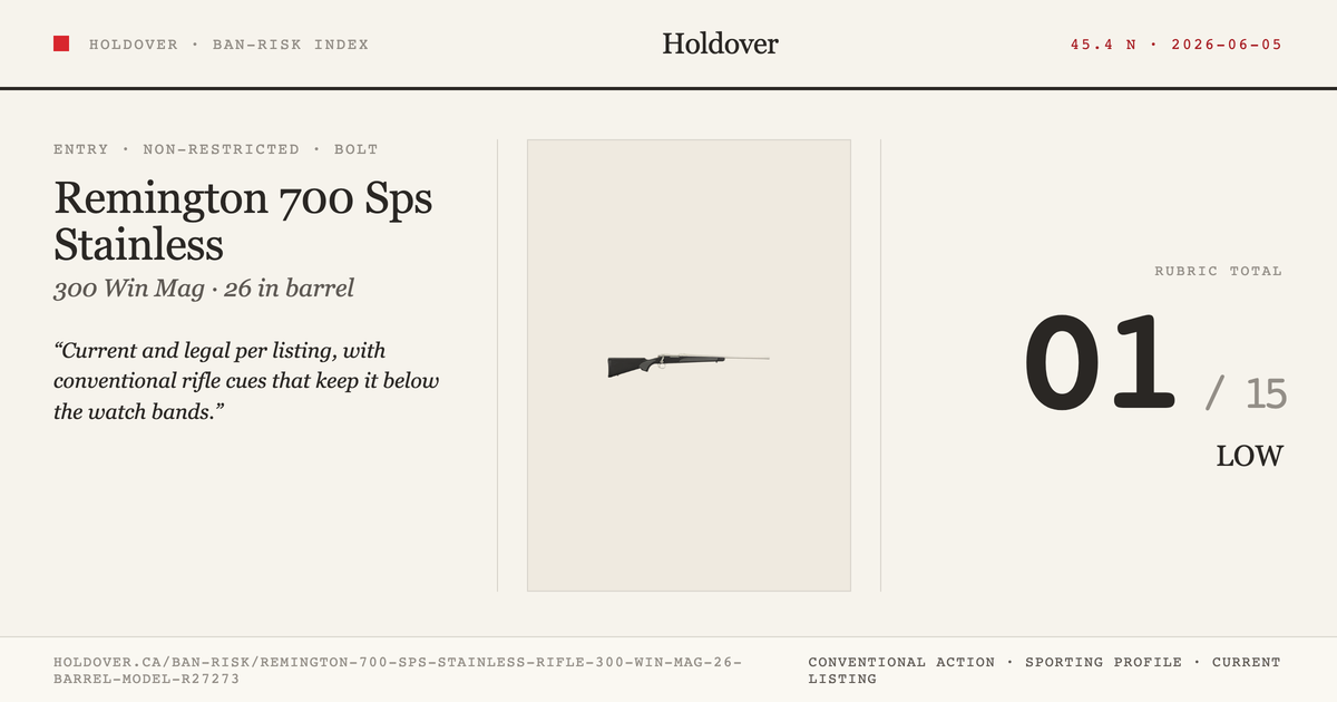 Remington 700 Sps Stainless Rifle: 300 WIN MAG, 26" Barrel, Model R27273 reference image for Holdover Ban-Risk verdict