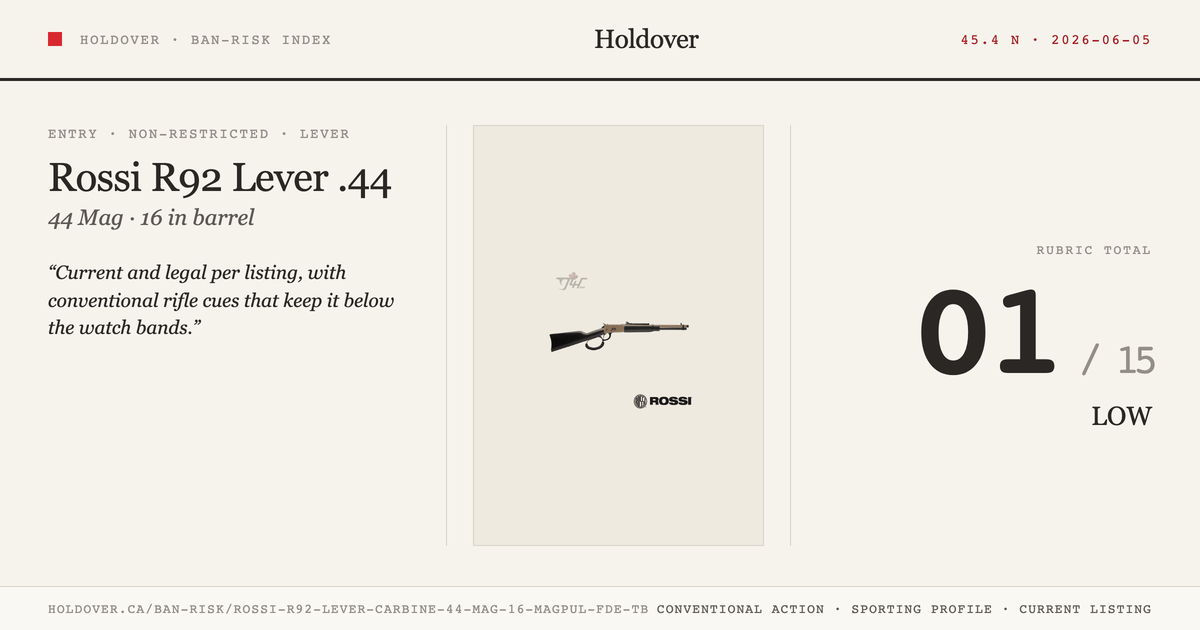 Rossi R92 Lever Carbine .44 MAG 16″ Magpul FDE Tb reference image for Holdover Ban-Risk verdict