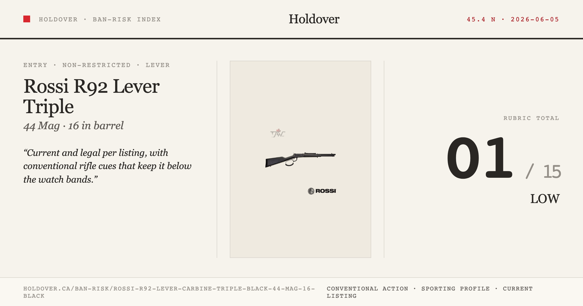 Rossi R92 Lever Carbine Triple Black .44 MAG 16″ Black reference image for Holdover Ban-Risk verdict