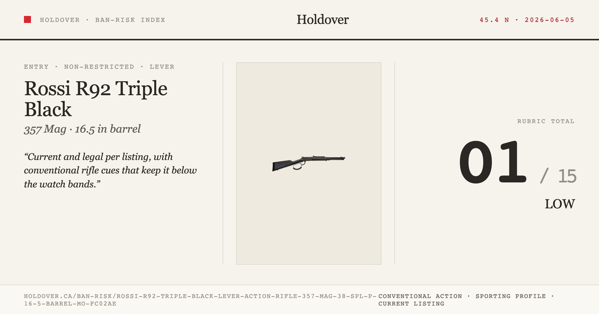 Rossi R92 Triple Black Lever-Action Rifle: 357 MAG / 38 Spl +P, 16.5" Barrel, Model 923571613-Tb reference image for...