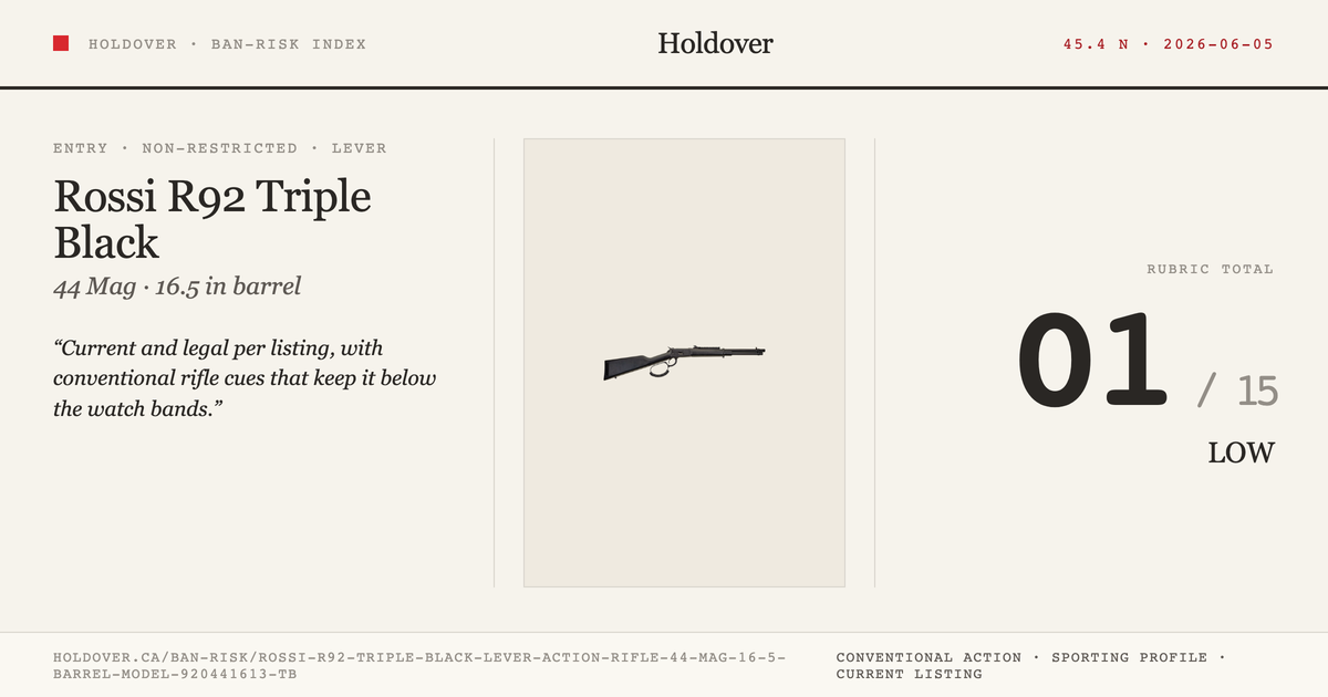 Rossi R92 Triple Black Lever-Action Rifle: 44 MAG, 16.5" Barrel, Model 920441613-Tb reference image for Holdover Ban...