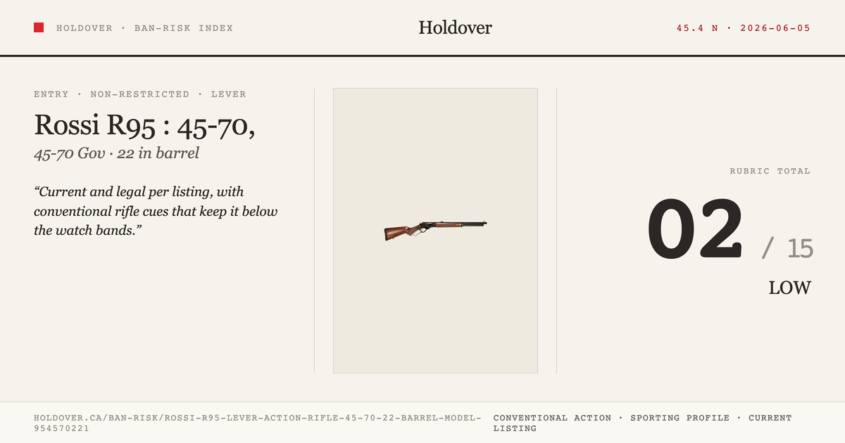 Rossi R95 Lever Action Rifle: 45-70, 22" Barrel, Model 954570221 reference image for Holdover Ban-Risk verdict