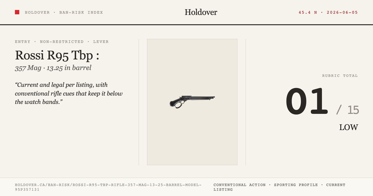Rossi R95 Tbp Rifle: 357 MAG, 13.25" Barrel, Model 95p357131 reference image for Holdover Ban-Risk verdict