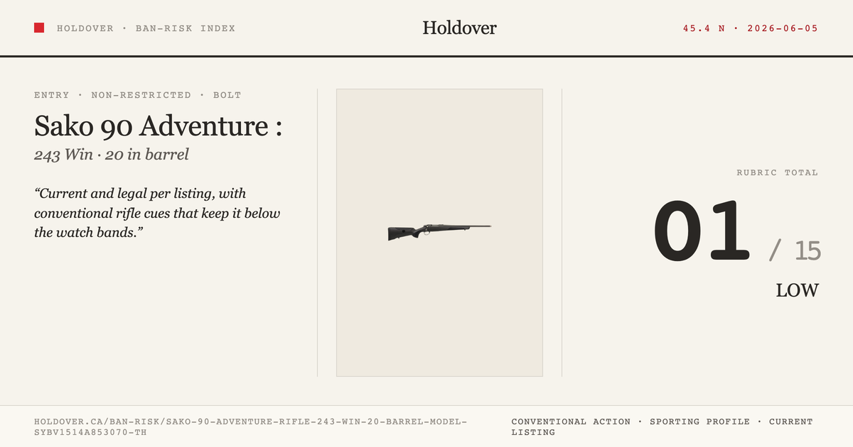Sako 90 Adventure Rifle: 243 WIN, 20" Barrel, Model Sybv1514a853070 Th reference image for Holdover Ban-Risk verdict
