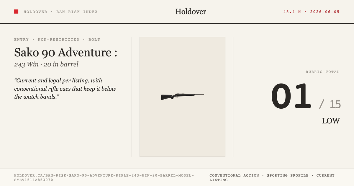 Sako 90 Adventure Rifle: 243 WIN, 20" Barrel, Model Sybv1514a853070 reference image for Holdover Ban-Risk verdict