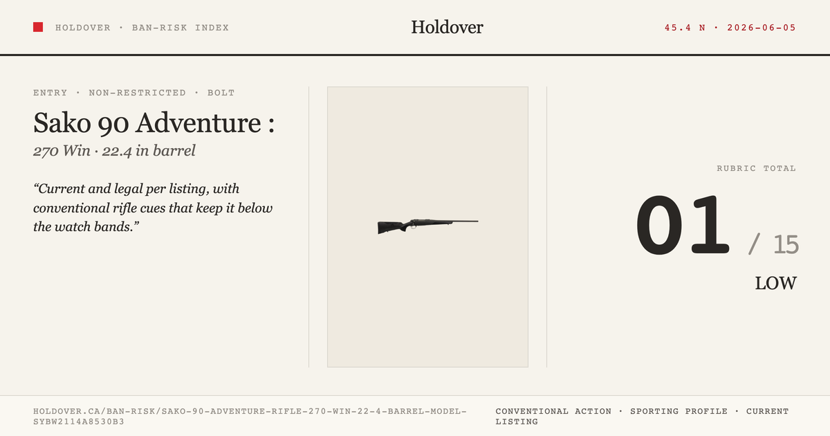 Sako 90 Adventure Rifle: 270 WIN, 22.4" Barrel, Model Sybw2114a8530b3 reference image for Holdover Ban-Risk verdict