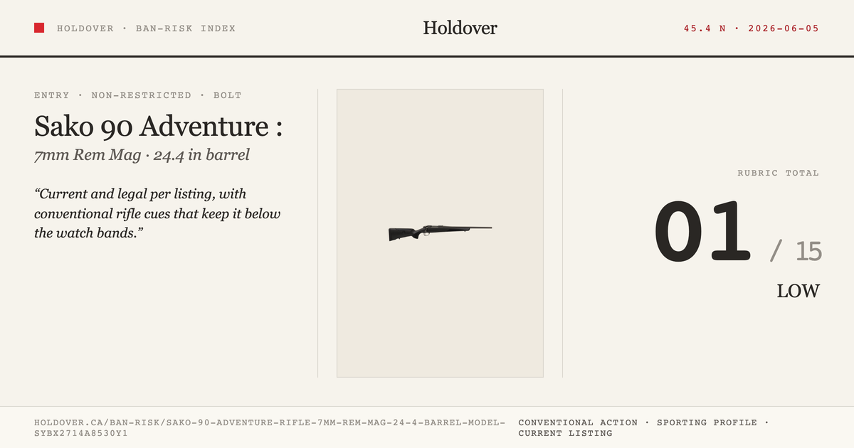 Sako 90 Adventure Rifle: 7mm REM MAG, 24.4" Barrel, Model Sybx2714a8530y1 reference image for Holdover Ban-Risk verdict