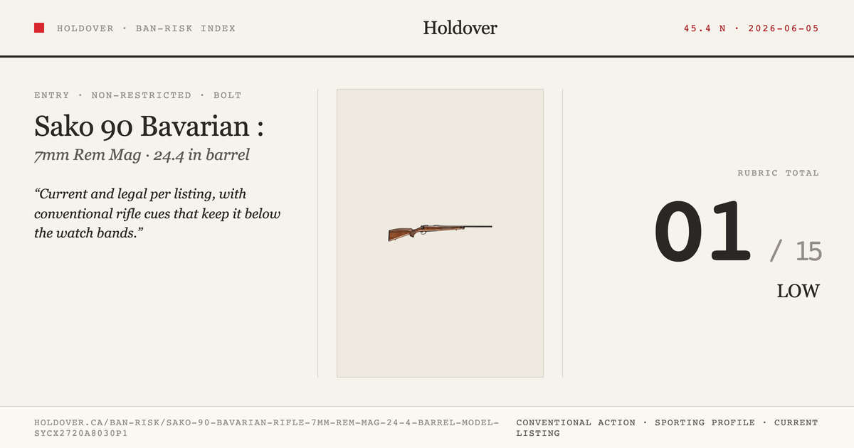 Sako 90 Bavarian Rifle: 7mm REM MAG, 24.4" Barrel, Model Sycx2720a8030p1 reference image for Holdover Ban-Risk verdict