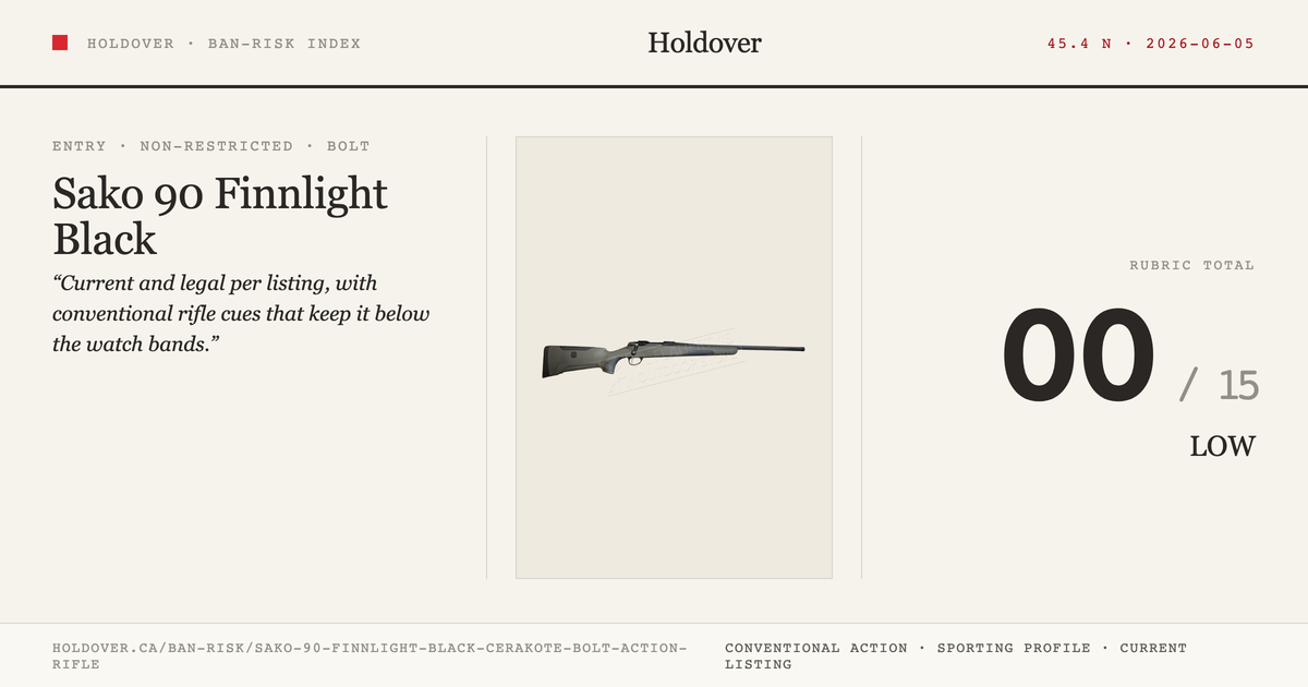 Sako 90 Finnlight Black Cerakote Bolt Action Rifle reference image for Holdover Ban-Risk verdict