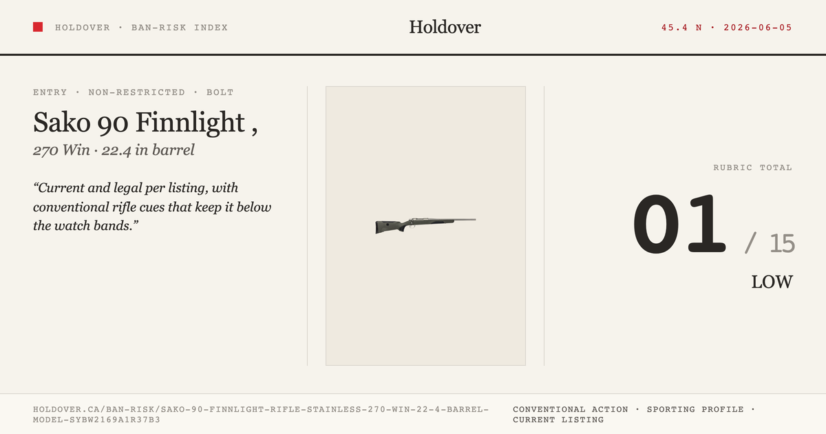 Sako 90 Finnlight Rifle, Stainless: 270 WIN, 22.4" Barrel, Model Sybw2169a1r37b3 reference image for Holdover Ban-Risk...