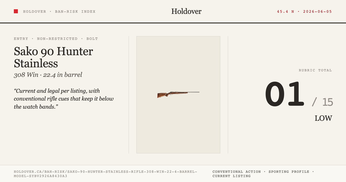 Sako 90 Hunter Stainless Rifle: 308 WIN, 22.4" Barrel, Model Sybv2926a8430a3 reference image for Holdover Ban-Risk verdict