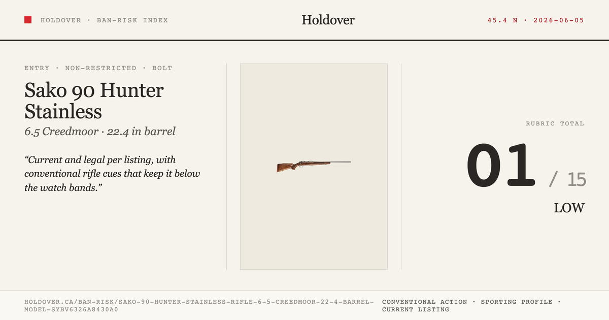 Sako 90 Hunter Stainless Rifle: 6.5 Creedmoor, 22.4" Barrel, Model Sybv6326a8430a0 reference image for Holdover Ban-Risk...