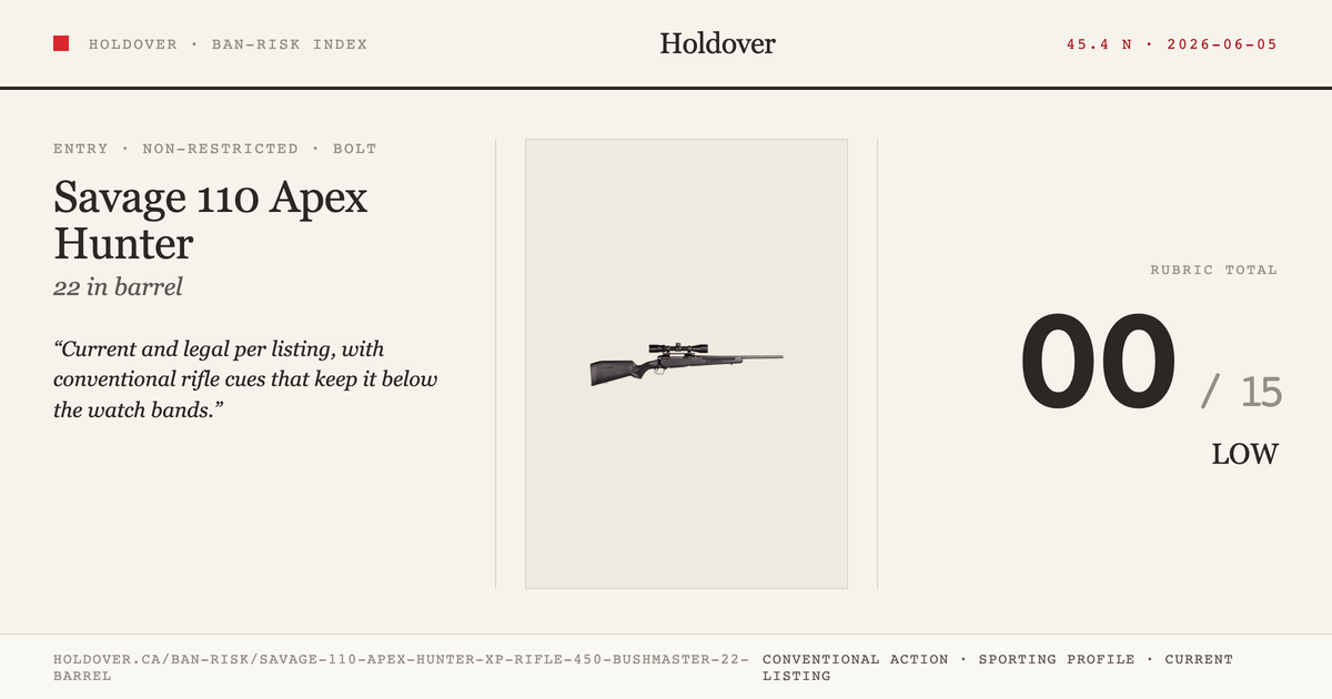 Savage 110 Apex Hunter Xp Rifle, 450 Bushmaster, 22" Barrel reference image for Holdover Ban-Risk verdict