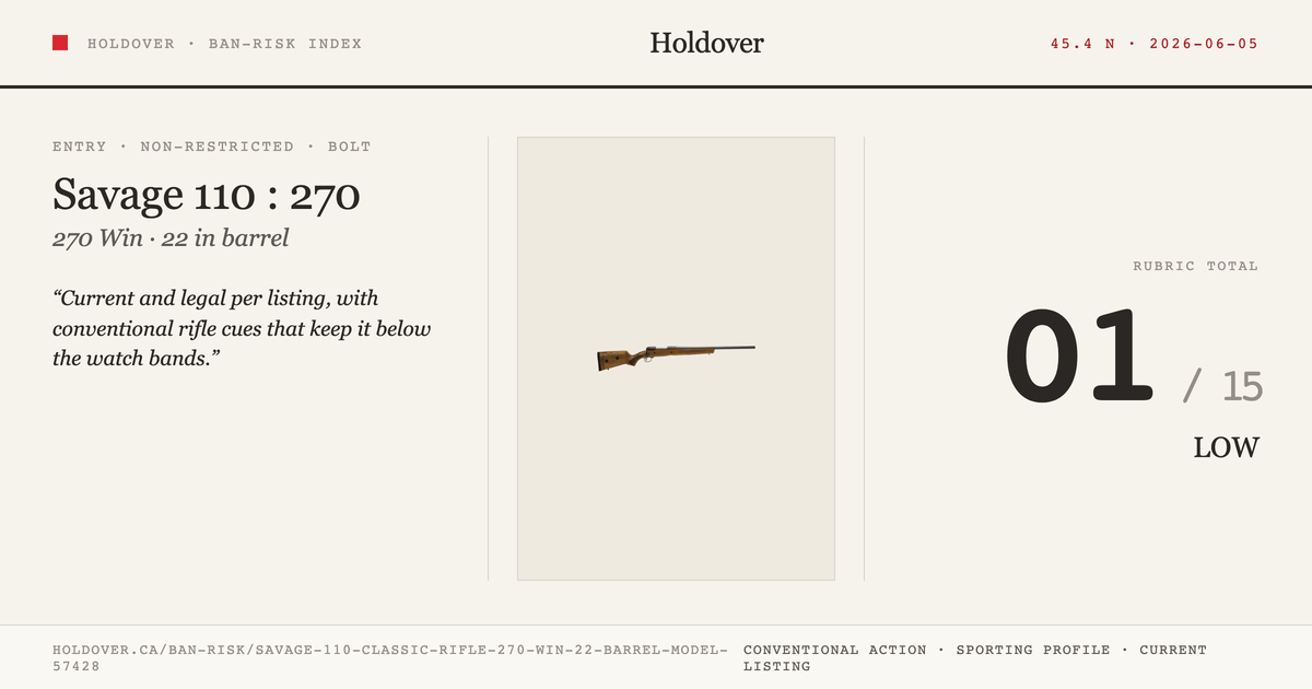 Savage 110 Classic Rifle: 270 WIN, 22" Barrel, Model 57428 reference image for Holdover Ban-Risk verdict