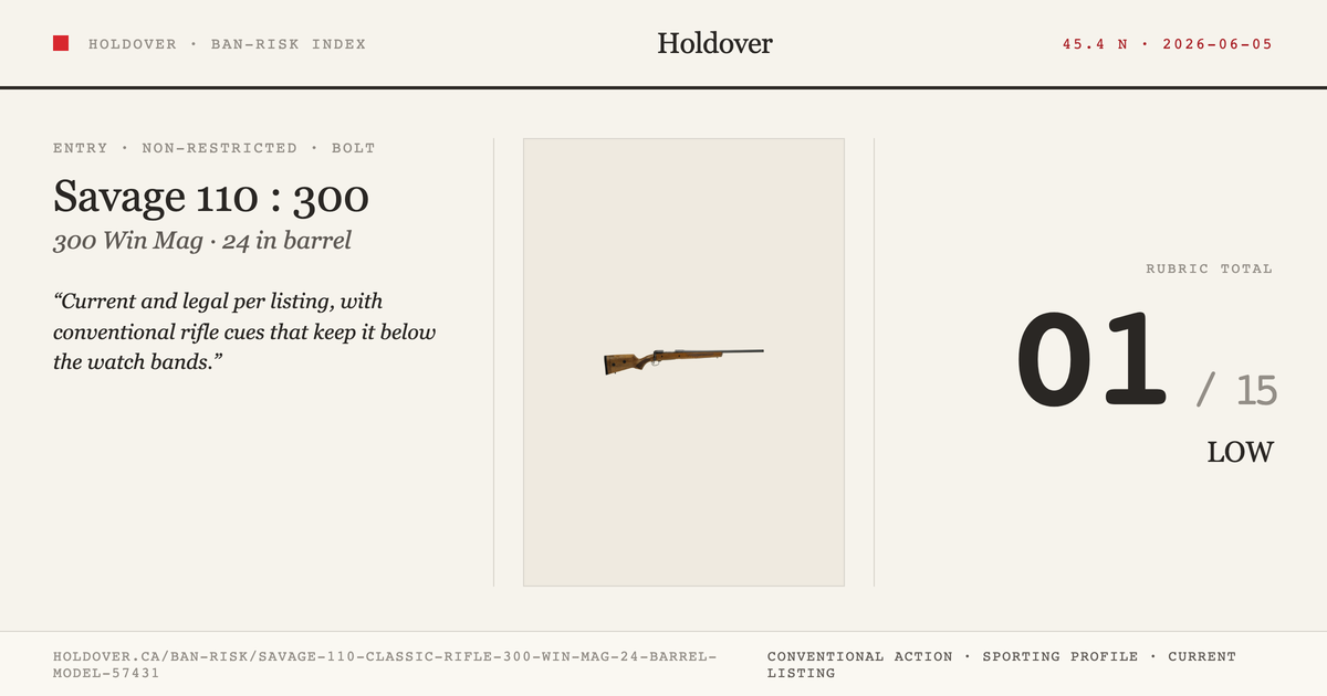 Savage 110 Classic Rifle: 300 WIN MAG, 24" Barrel, Model 57431 reference image for Holdover Ban-Risk verdict