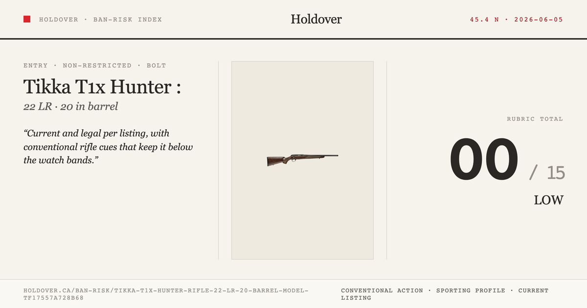 Tikka T1x Hunter Rifle: 22 LR, 20" Barrel, Model Tf17557a728b68 reference image for Holdover Ban-Risk verdict
