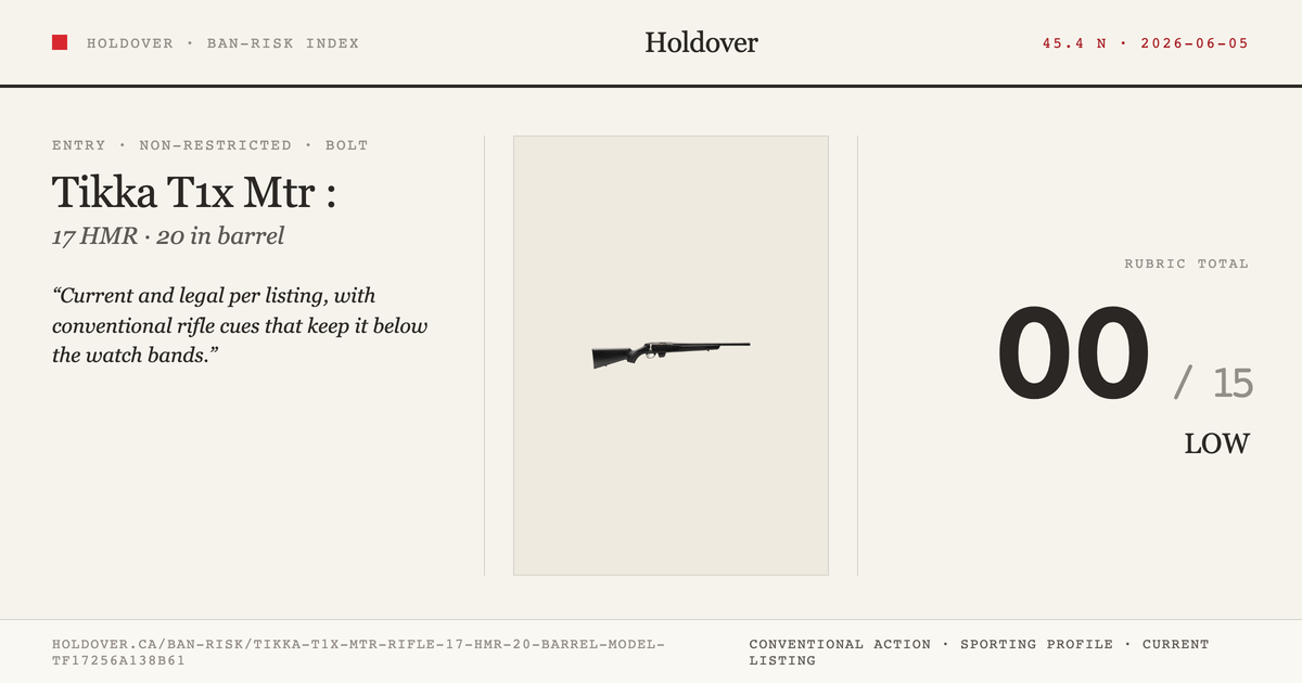 Tikka T1x Mtr Rifle: 17 HMR, 20" Barrel, Model Tf17256a138b61 reference image for Holdover Ban-Risk verdict