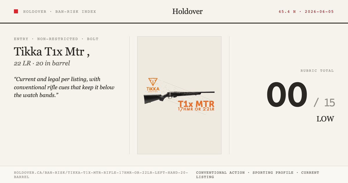 Tikka T1x Mtr Rifle, 17hmr Or 22lr Left Hand, 20" Barrel reference image for Holdover Ban-Risk verdict