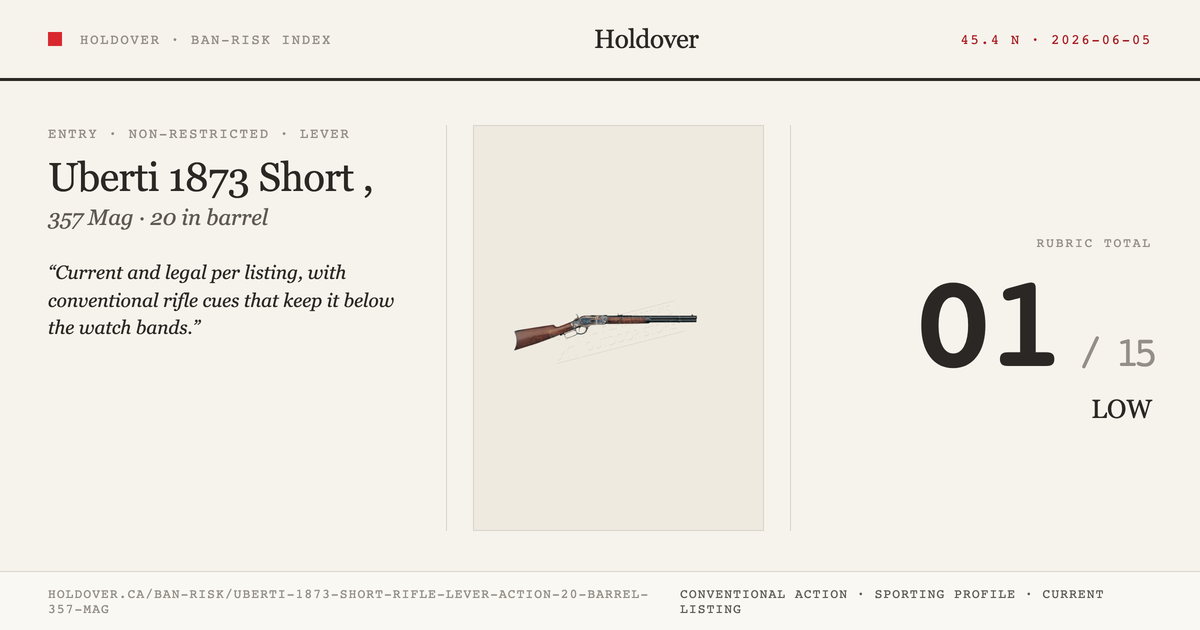 Uberti 1873 Short Rifle Lever Action, 20" Barrel, 357 MAG reference image for Holdover Ban-Risk verdict