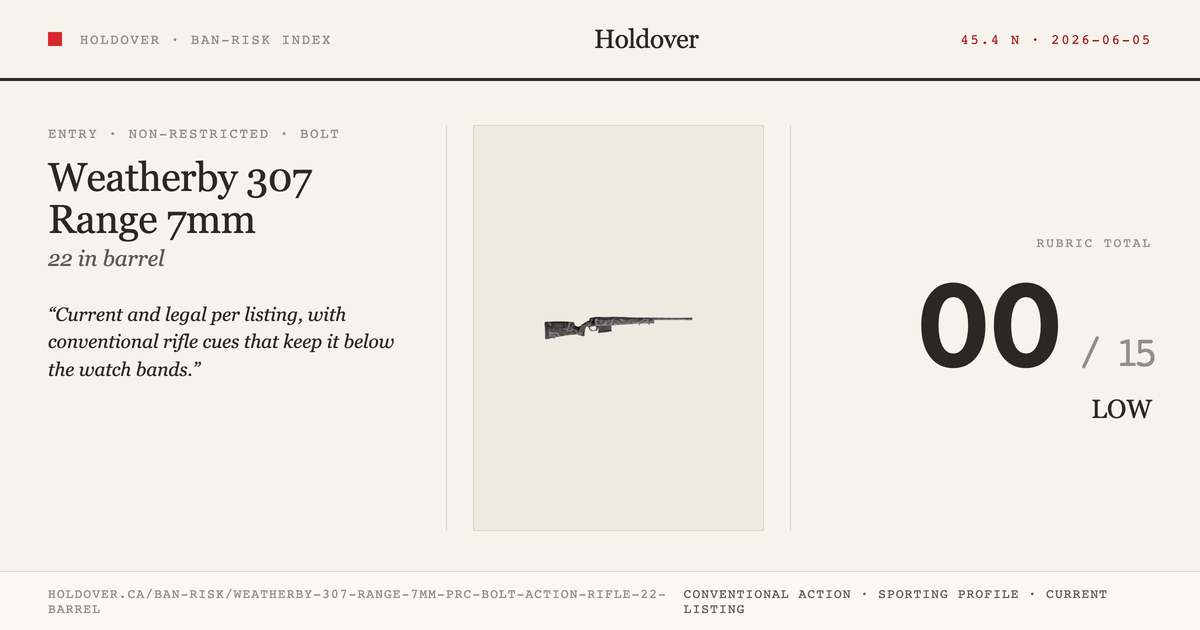 Weatherby 307 Range 7mm PRC Bolt Action Rifle, 22" Barrel reference image for Holdover Ban-Risk verdict