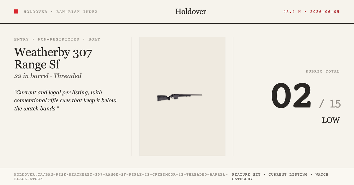 Weatherby 307 Range Sf Rifle, 22 Creedmoor, 22" Threaded Barrel, Black Stock reference image for Holdover Ban-Risk verdict