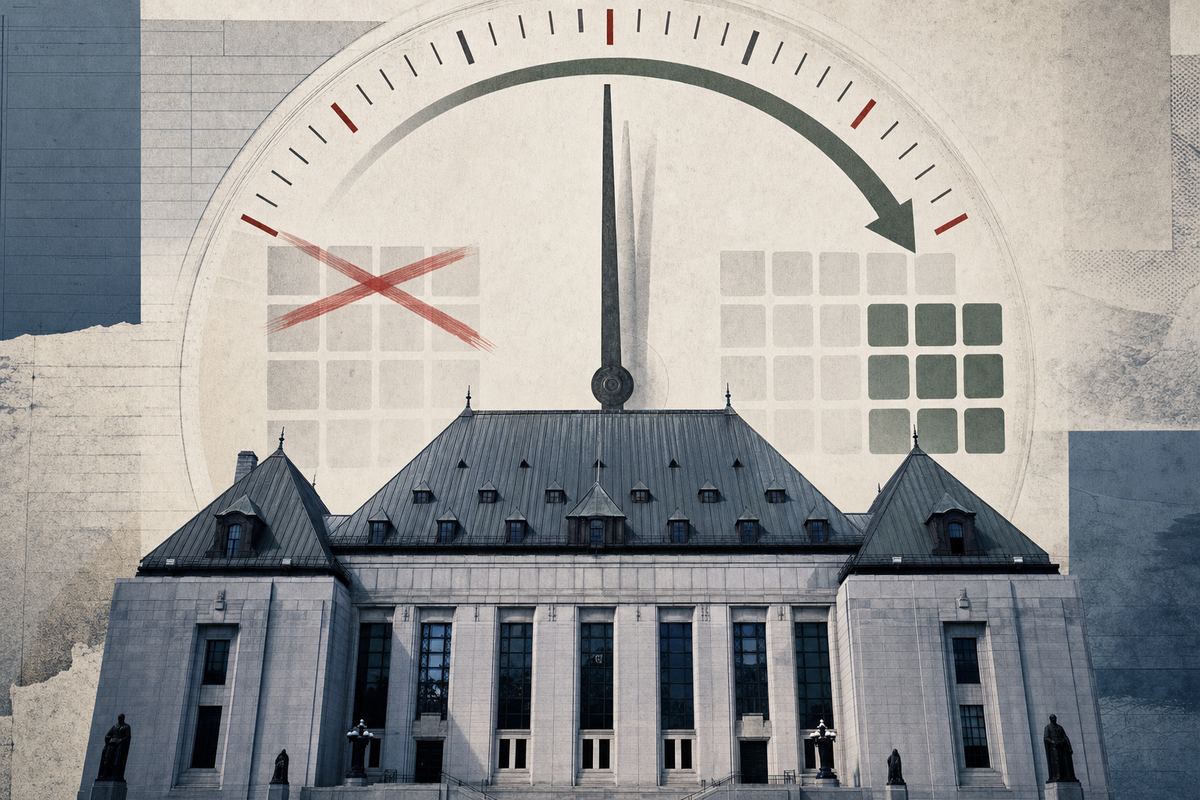 A Supreme Court calendar clock showing the firearms amnesty moving from October 30 to 90 days after the Court decision.