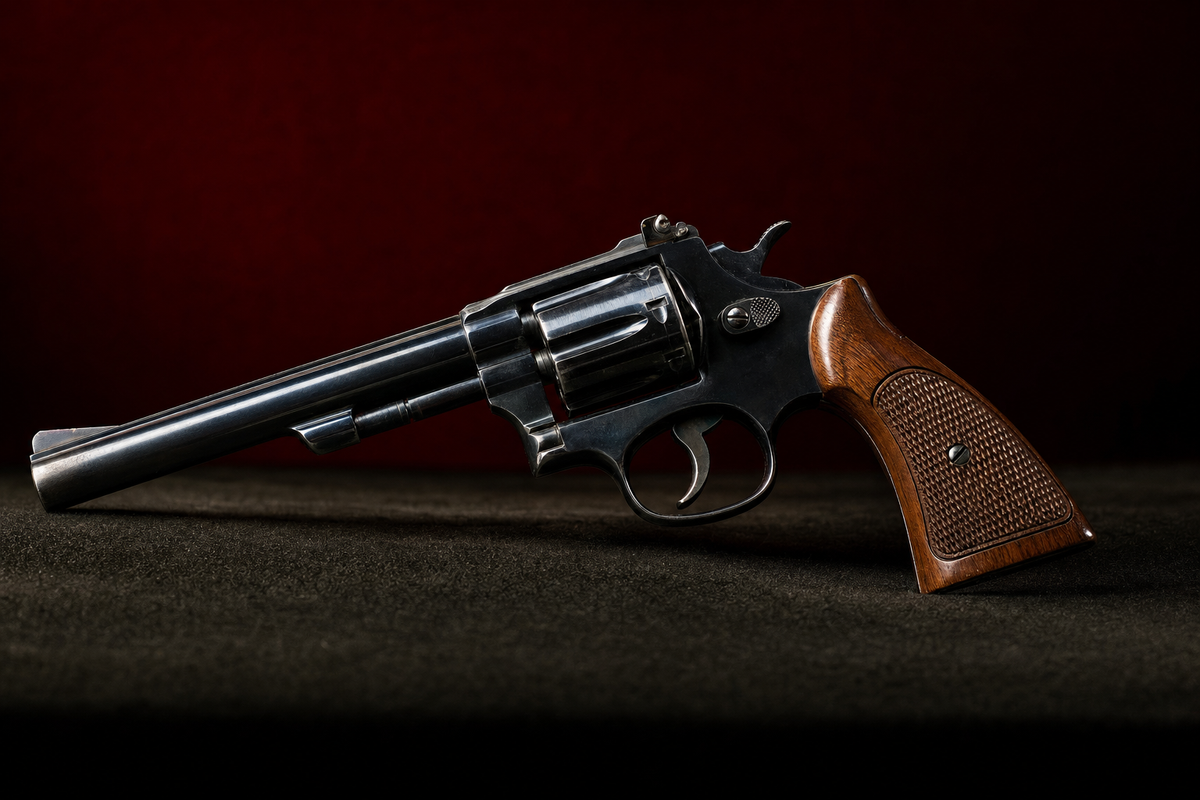 A reference-informed Turkish Gümüşay .357 Magnum revolver photographed as a historical artifact.