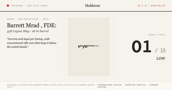 Barrett Mrad Rifle, FDE: 338 Lapua, 26" Barrel, Model 18479 Ban-Risk score card