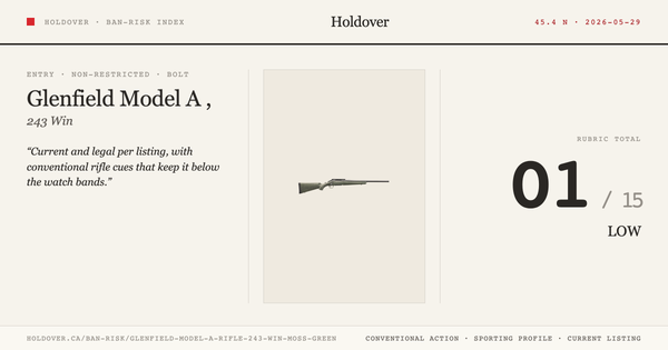 Glenfield Model A Rifle, 243 WIN, Moss Green Ban-Risk score card