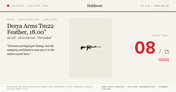 Derya Arms Tm22 Feather, 18.00" Threaded Barrel, Sniper Grey, 22lr reference image for Holdover Ban-Risk verdict