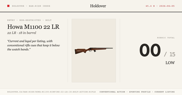 Howa M1100 Rimfire 22 LR 18″ Bolt Action Rifle reference image for Holdover Ban-Risk verdict