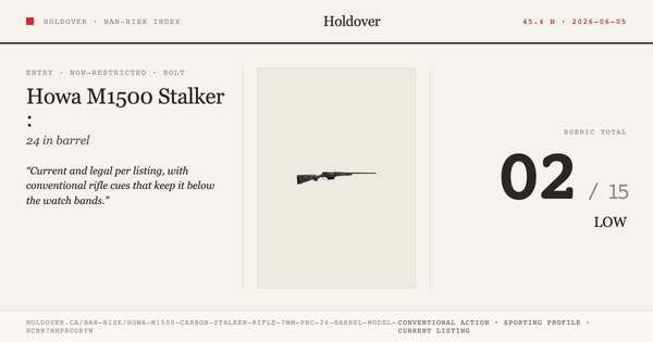Howa M1500 Carbon Stalker Rifle: 7mm PRC, 24" Barrel, Model Hcbn7mmprcgryw reference image for Holdover Ban-Risk verdict