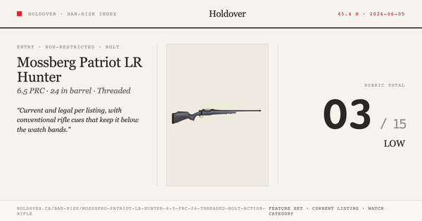 Mossberg Patriot LR Hunter 6.5 PRC 24″ Threaded Bolt Action Rifle reference image for Holdover Ban-Risk verdict