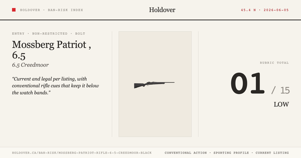 Mossberg Patriot Rifle, 6.5 Creedmoor, Black reference image for Holdover Ban-Risk verdict