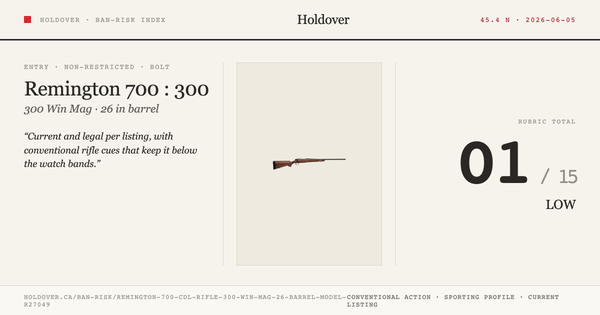 Remington 700 Cdl Rifle: 300 WIN MAG, 26" Barrel, Model R27049 reference image for Holdover Ban-Risk verdict