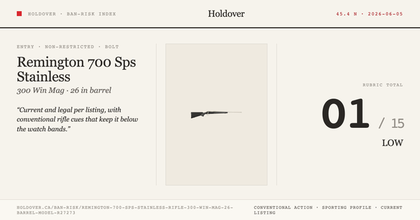 Remington 700 Sps Stainless Rifle: 300 WIN MAG, 26" Barrel, Model R27273 reference image for Holdover Ban-Risk verdict