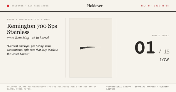 Remington 700 Sps Stainless Rifle: 7mm REM MAG, 26" Barrel, Model R27271 reference image for Holdover Ban-Risk verdict