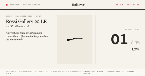 Rossi Gallery 22 LR 18″ Pump Action Rifle – Synthetic Black reference image for Holdover Ban-Risk verdict