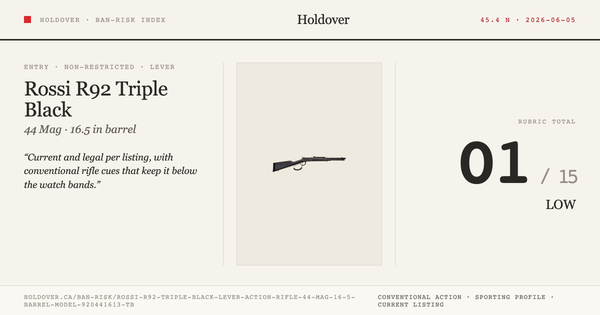 Rossi R92 Triple Black Lever-Action Rifle: 44 MAG, 16.5" Barrel, Model 920441613-Tb reference image for Holdover Ban...