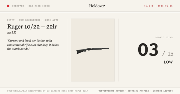 Ruger 10/22 Carbine Semi-Auto Rifle – 22lr reference image for Holdover Ban-Risk verdict