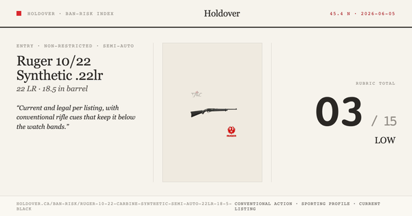 Ruger 10/22 Carbine Synthetic Semi-Auto .22lr 18.5″ Black reference image for Holdover Ban-Risk verdict