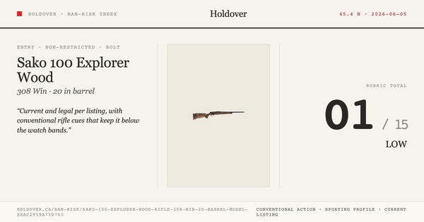 Sako 100 Explorer Wood Rifle: 308 WIN, 20" Barrel, Model Ssac2959a75d763 reference image for Holdover Ban-Risk verdict