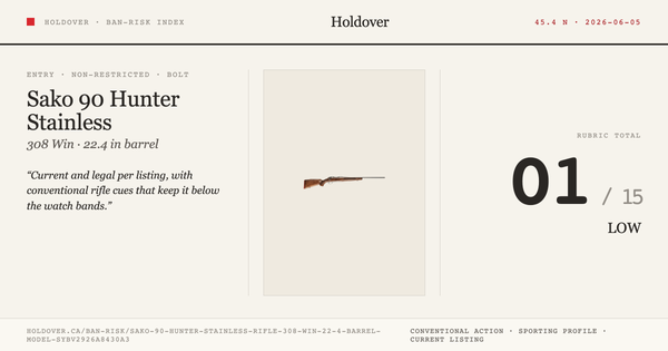 Sako 90 Hunter Stainless Rifle: 308 WIN, 22.4" Barrel, Model Sybv2926a8430a3 reference image for Holdover Ban-Risk verdict
